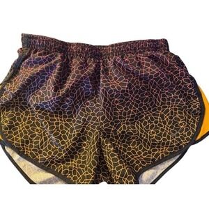 Nike Dri-FIT Womens XS Running Shorts Geometric Mosaic Sunset Pink Orange Black